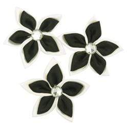 AussieSuperStore Art & Craft Essentials Black Satin Flower with Rhinestone (in 2 colours) Satin Flower with Rhinestone | Artificial Craft Flower Party Decoration 9331468032793 VCSF003